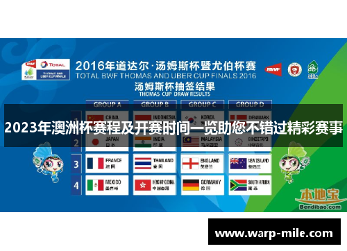 2023年澳洲杯赛程及开赛时间一览助您不错过精彩赛事